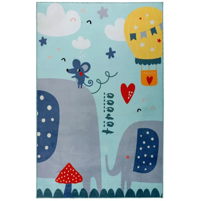 Dutch XXL Kindervloerkleed | Tapijt | Wonder | Olifanten | Blauw | 160x230 cm