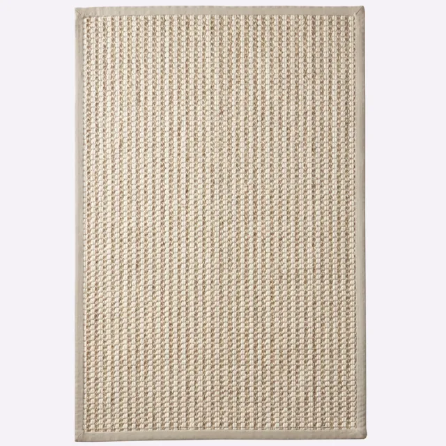 vloerkleed sisal wol offwhite met katoenen rand, foto 2