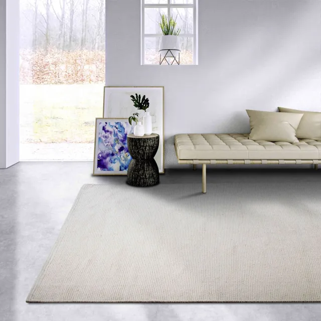 Elle Decoration Wollen Vloerkleed - Delhi - Crème - Laagpolig Tapijt Woonkamer - 190x280 cm Creme