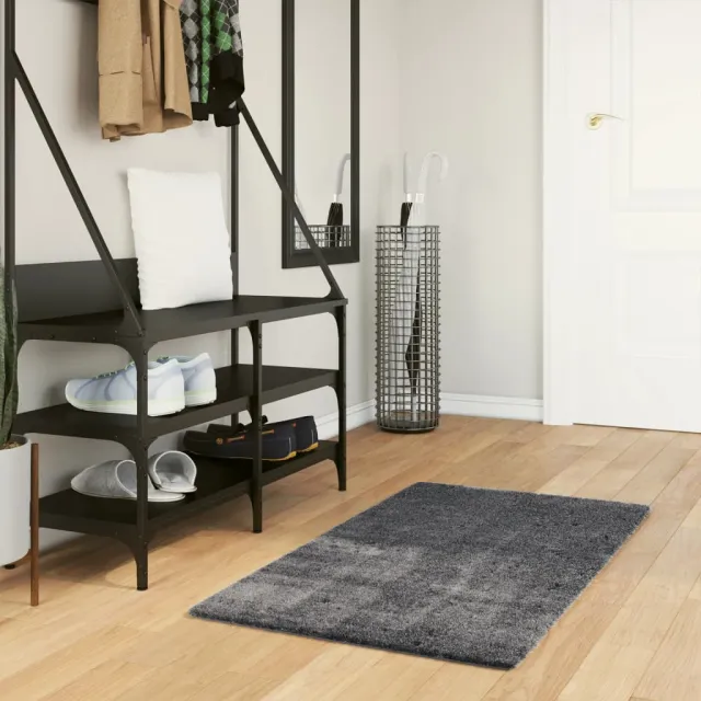 vidaXL Vloerkleed HUARTE laagpolig zacht wasbaar 60x110 cm antraciet, foto 2