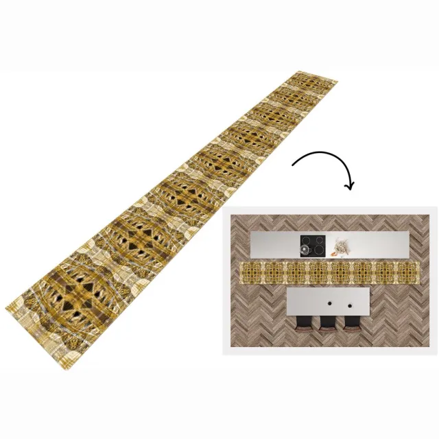 KitchenYeah Keukenloper - Keukenmat - Goud - Afrika - Patronen - Dieren - Keuken vloerkleed, foto 3