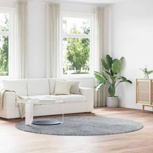 vidaXL Hoogpolig vloerkleed NAVARRA 240x240 cm polyester lichtgrijs grijs, foto 2