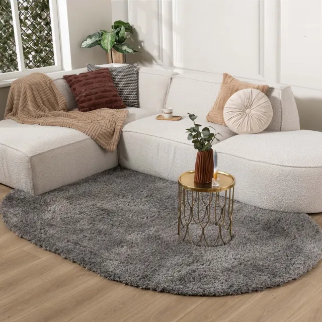 NATURL. Ovaal Shaggy vloerkleed - Blaze Grijs | Luxe uitstraling! - 160x230cm