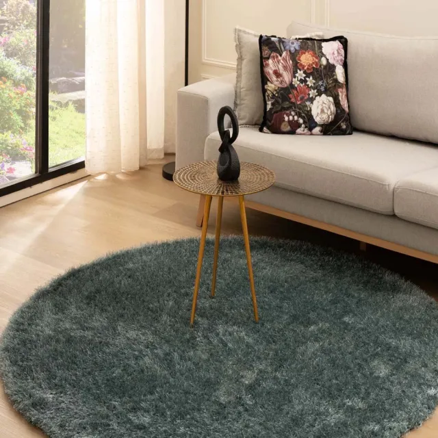 Tapeso Velvet vloerkleed rond - Posh blauw 280