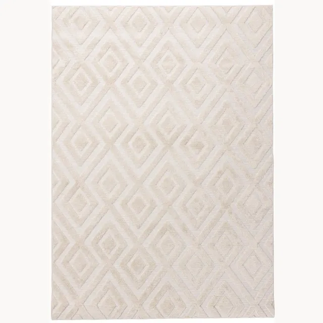 Nest of Nora Laagpolig vloerkleed woonkamer rechthoekig - Polyester - Wit