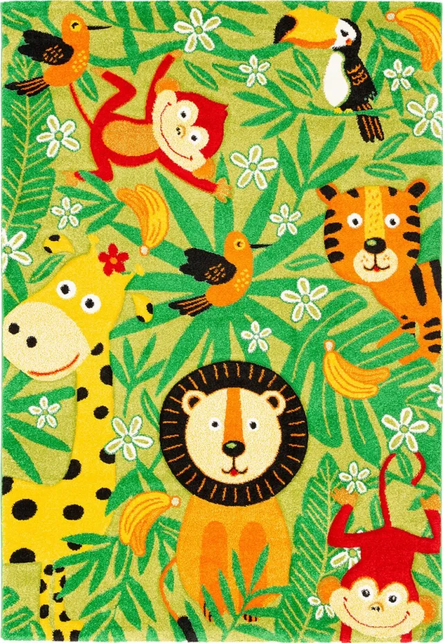 Pergamon Vloerkleed Maui Kids voor kinderen Safari Groen