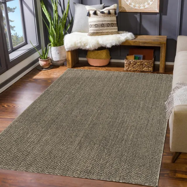 TT Home Tapijt Tuin Weerbestendig Woonkamer Boho Natuurlijke Kleuren Structuur Jute Look Rechthoek Rechthoek Groen
