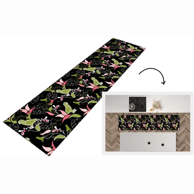 KitchenYeah Keukenloper - Loper keuken - Jungle - Vogel - Patronen - Keukenloper vinyl Multicolor
