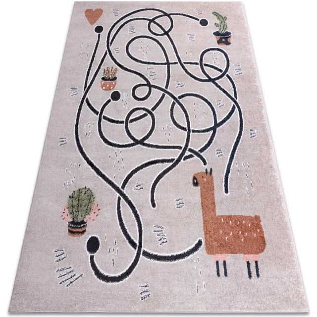RUGSX Kleden Rugsx Tapijt FUN Game voor kinderen, spel, lama 200x290 cm Beige