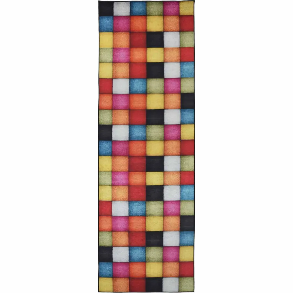 vidaXL Vloerkleedloper LESAKA kleurrijk 80 x 100 cm Diamantvelours Meerkleurig
