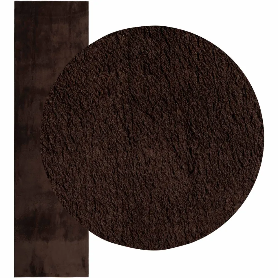 vidaXL Vloerkleed HUARTE Bruin 80 x 1000 cm 100% Polyester Plat