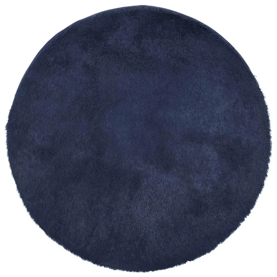 vidaXL Hoogpolig vloerkleed NAVARRA 160x160 cm polyester marineblauw, foto 3