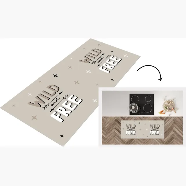 KitchenYeah Keukenloper - Loper keuken - Spreuken - Quotes - Baby - Wild and free - Keukenloper vinyl Multicolor