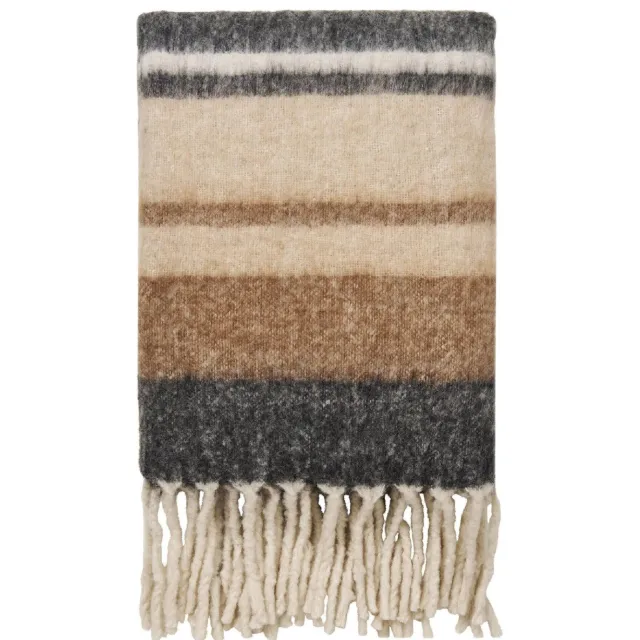 Nest of Nora Plaid woondeken 130x170 cm - Wolmix - Multicolor Beige
