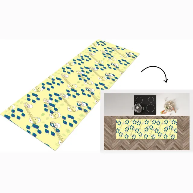 KitchenYeah Keukenloper - Loper keuken - Instrumenten - India - Patroon - Bladeren - 150x50 cm - Keukenloper vinyl Multicolor