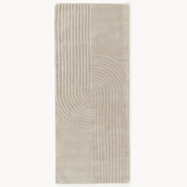 Westwing Collection Handgetuft wollen loper Mason Grijs