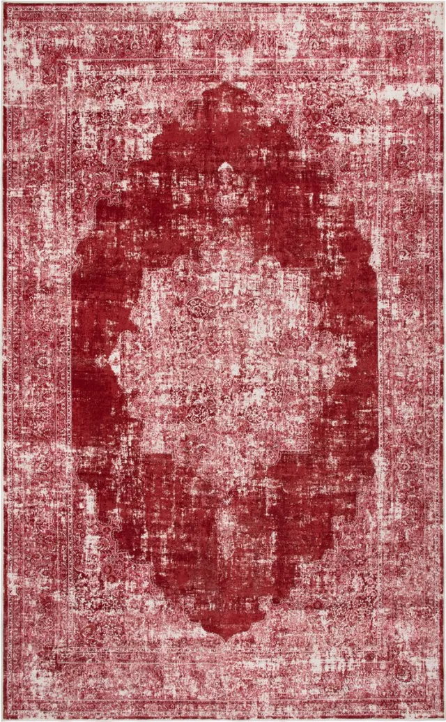 TESSO LIVING Vintage Tapijt - Zacht - Machinewasbaar Vloerkleed - Antislip - Premium Polyester Vezels - Bordeaux Rood - 120cm x 160cm
