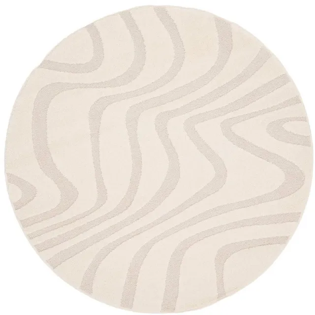 AFK Living Rond design tapijt met reliëf NAYA beige