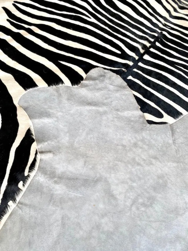 Halay Vloerkleed koeienvel Zebra koevel laagpolig tapijt ca3-4m zebraprint leder wit zwart