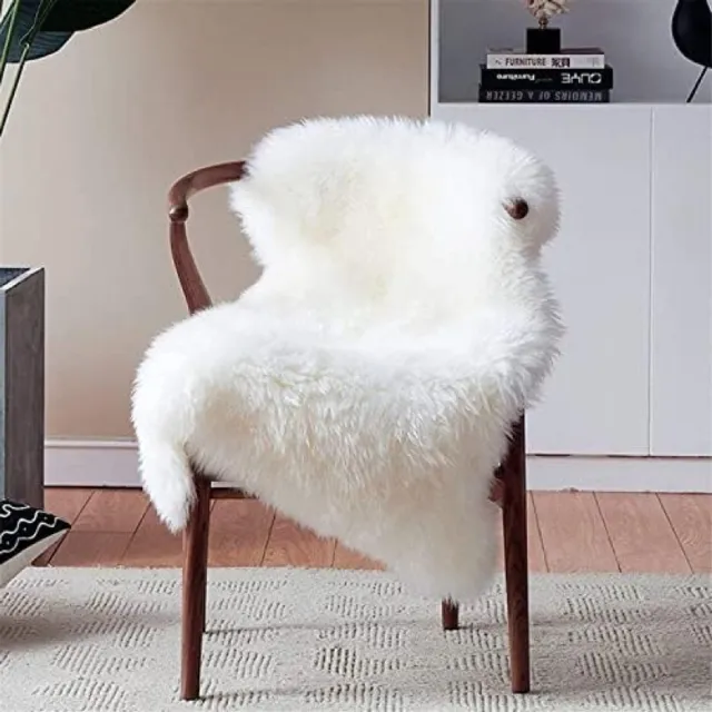 PromoHome Luxe Imitatie Vachtkleed - Zacht Pluizig Decoratief Tapijt Wit