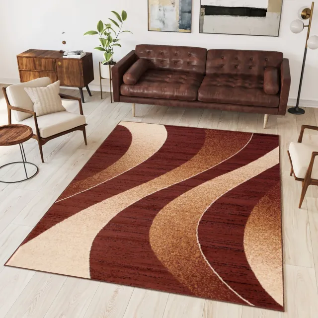 Tapiso Dream Vloerkleed Bruin Modern Golven Woonkamer Tapijt Maat- 130x190 Bruin Creme