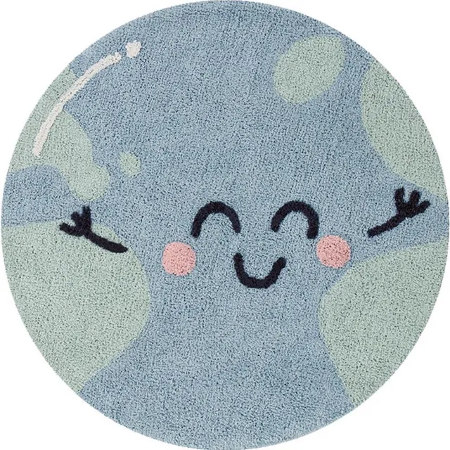 Lorena Canals Wasbaar Vloerkleed - Big Big World - Ø 100 cm Aqua Blue