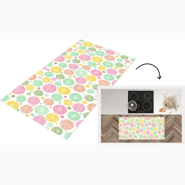 KitchenYeah Keukenloper - Loper keuken - Regenboog - Stippen - Patroon - 120x60 cm - Keukenloper vinyl Multicolor