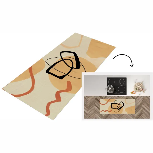 KitchenYeah Keukenloper - Loper keuken - Vormen - Abstract - Bruin - Keukenloper vinyl