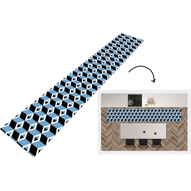 KitchenYeah Keukenloper - Loper keuken - Blokken - Patronen - 3D - Keukenloper vinyl Multicolor