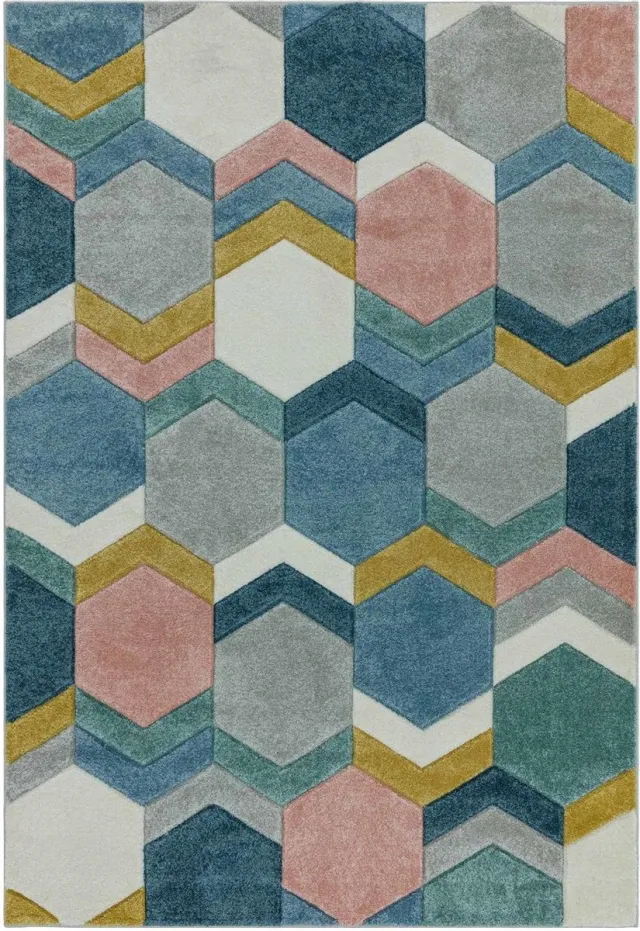 Eazy Living Easy Living - Sketch-Hexagon-Multi Vloerkleed - 160x230 - Rechthoek - Laagpolig Tapijt - Modern - Meerkleurig