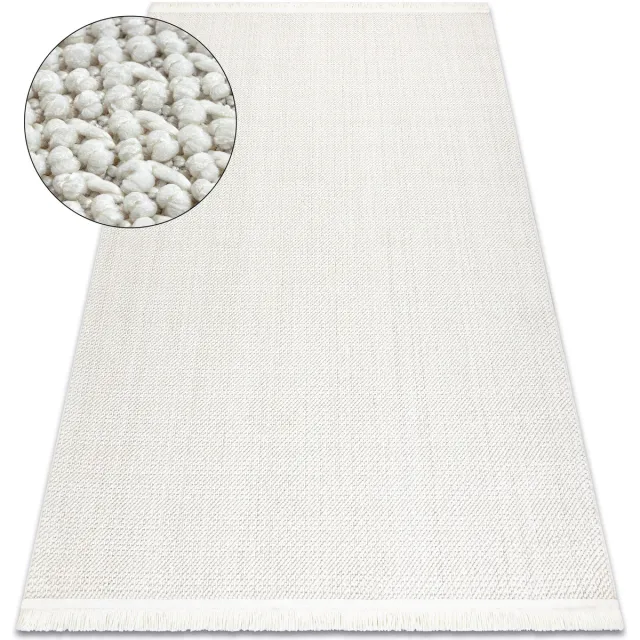 RUGSX Kleden Rugsx Vloerkleed NANO FH93A Enkele kleur, lus, platgewev 80x150 cm Wit