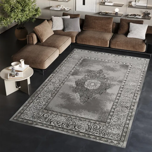 Tapiso Ares Vloerkleed Donkergrijs Laagpolig Woonkamer Oriental Tapijt Maat- 250x350