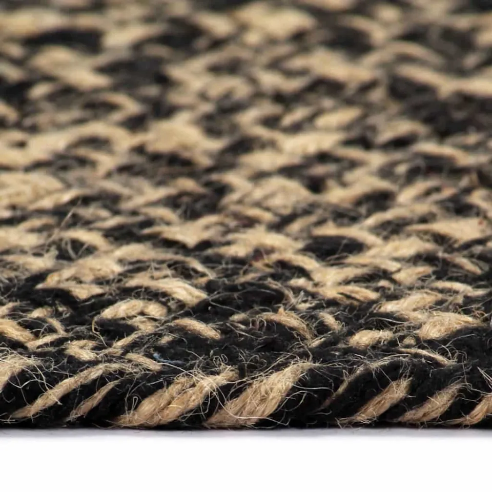 vidaXL Vloerkleed handgemaakt 90 cm jute zwart en naturel, foto 3