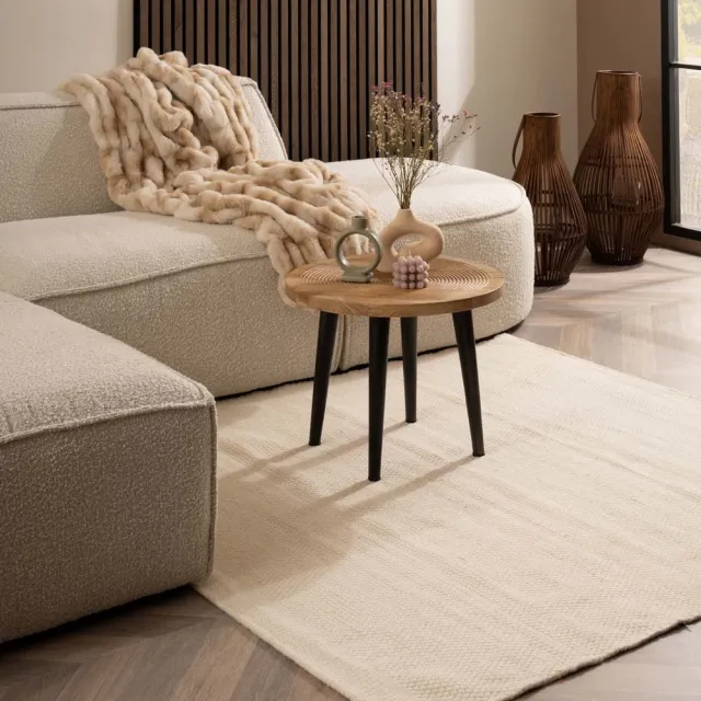 Nordic Weavers Wollen vloerkleed vierkant - Ulstein wit 250x250