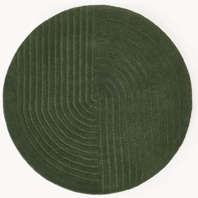 Westwing Collection Rond wollen vloerkleed Mason, handgetuft Groen