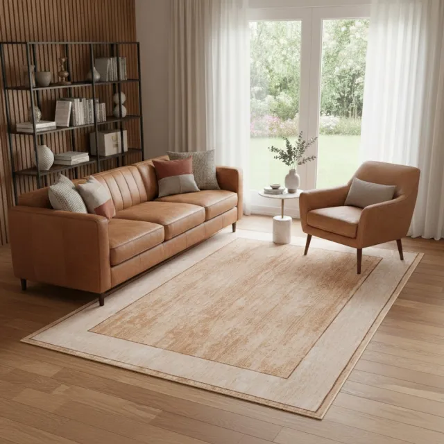 Tapiso Nora Vloerkleed Klassiek Geometrisch Design Bruin Beige Kortpolig Tapijt Antislip Vlekbestendig Kleed Voor Woonkamer Slaapkamer Hal Easy Care OEKO TEX - 70x150
