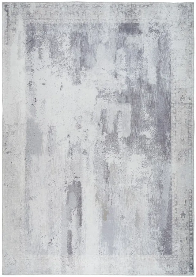 Padiro design laagpolig vloerkleed 80 x 150 cm - lichtgrijs - modern abstract ontwerp - voor vloerverwarming - van polyester en katoen
