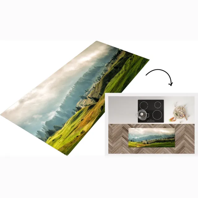 KitchenYeah Keukenloper - Loper keuken - Alpen - Bos - Bomen - 120x50 cm - Keukenloper vinyl Multicolor