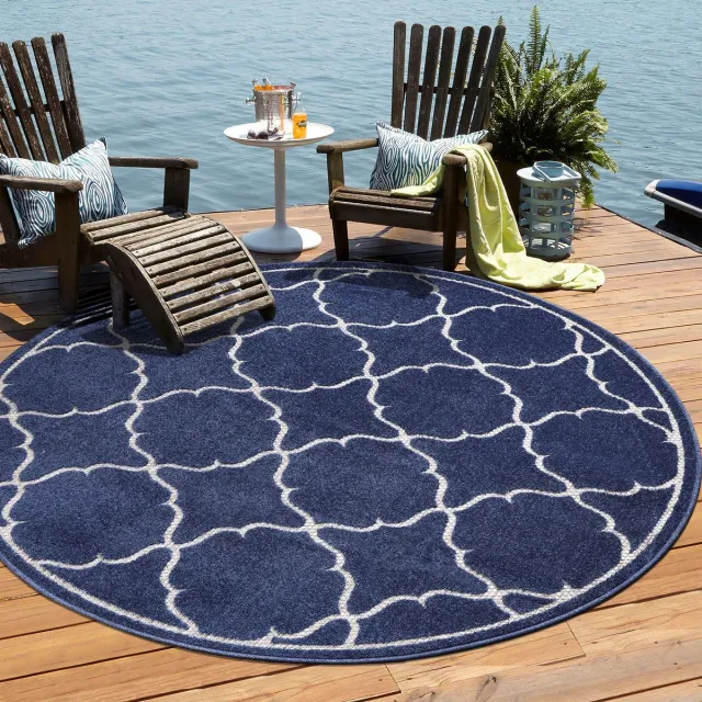 Muratap Buitenkleed Berlin Rond Vloerkleed Blauw
