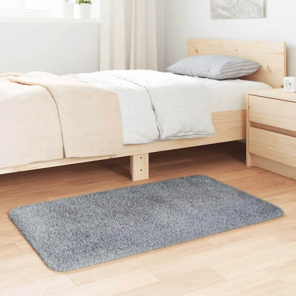 vidaXL Hoogpolig vloerkleed NAVARRA 60x100 cm polyester lichtgrijs grijs, foto 3