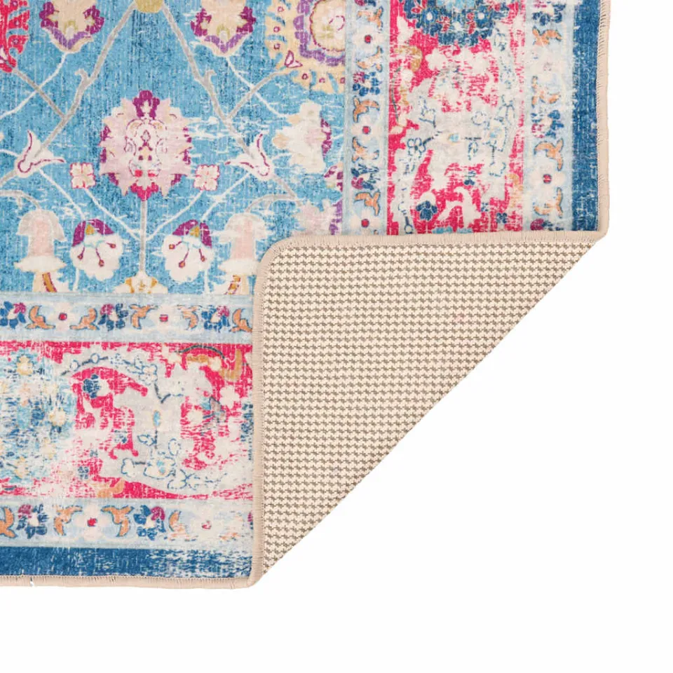 vidaXL Vloerkleed wasbaar 80x150 cm meerkleurig blauw, foto 4