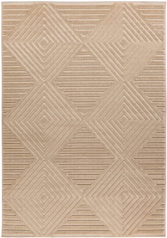 Padiro design laagpolig vloerkleed - lichtbeige - modern geometrisch patroon - voor binnen en buiten - voor vloerverwarming - van polypropyleen
