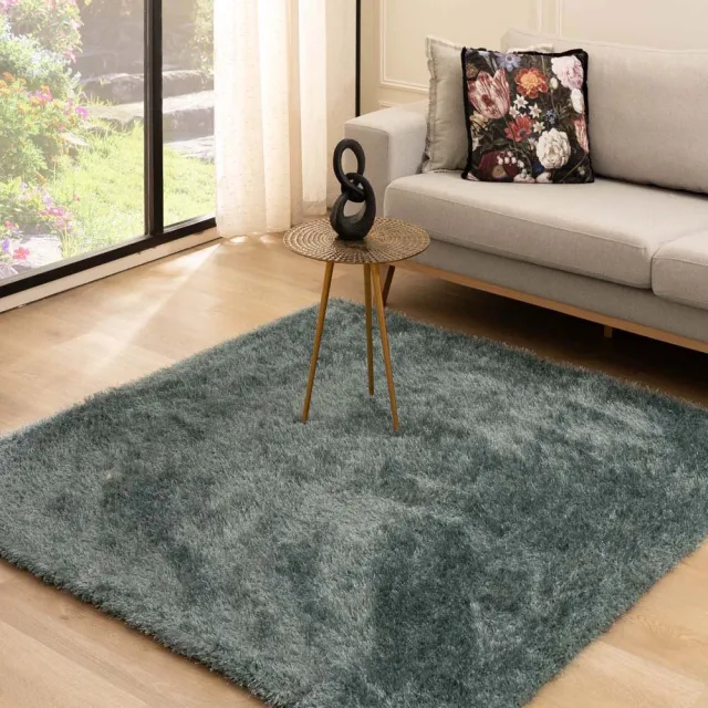 Tapeso Velvet vloerkleed vierkant - Posh blauw 140x140