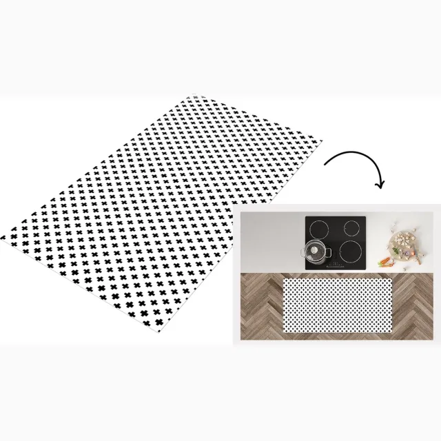 KitchenYeah Keukenloper - Loper keuken - Design - Lijn - Patroon - Zwart - Wit - Keukenloper vinyl Multicolor
