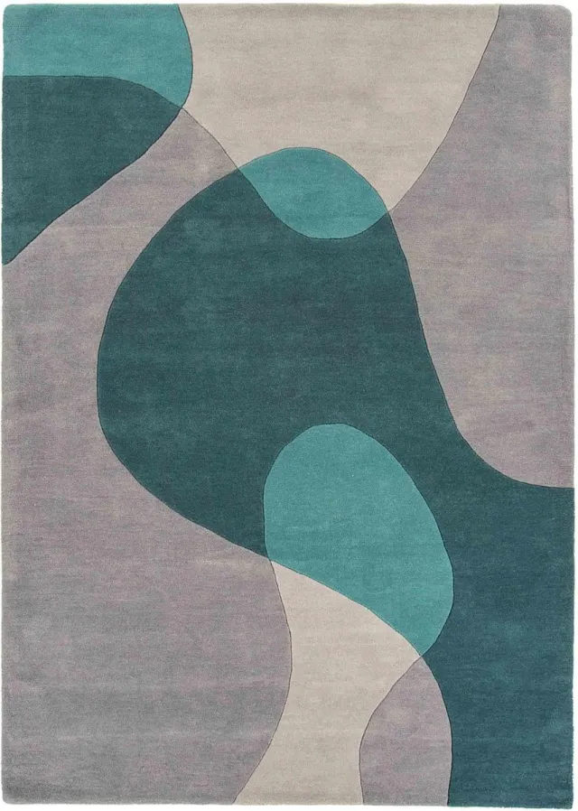 Eazy Living Easy Living - Matrix-arc-Teal Vloerkleed - 160x230 - Rechthoek - Laagpolig Tapijt - Modern - Blauw, Grijs