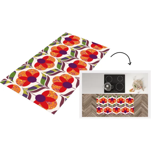 KitchenYeah Keukenloper - Keukenmat vinyl Retro - Flower Power - Vintage - Kleuren - Keukenmatten loper - Keuken vloerkleed tapijt, foto 7