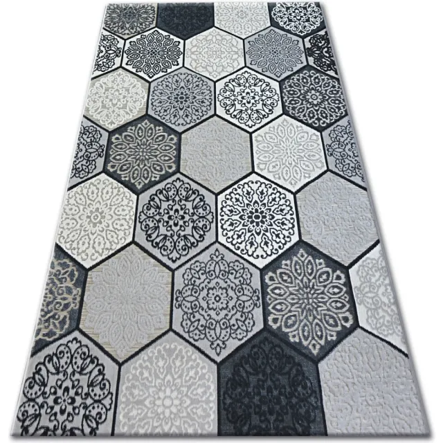 RUGSX Kleden Rugsx Tapijt LISBOA 27212/356 Zeshoek Honing Grijskleuri 80x150 cm