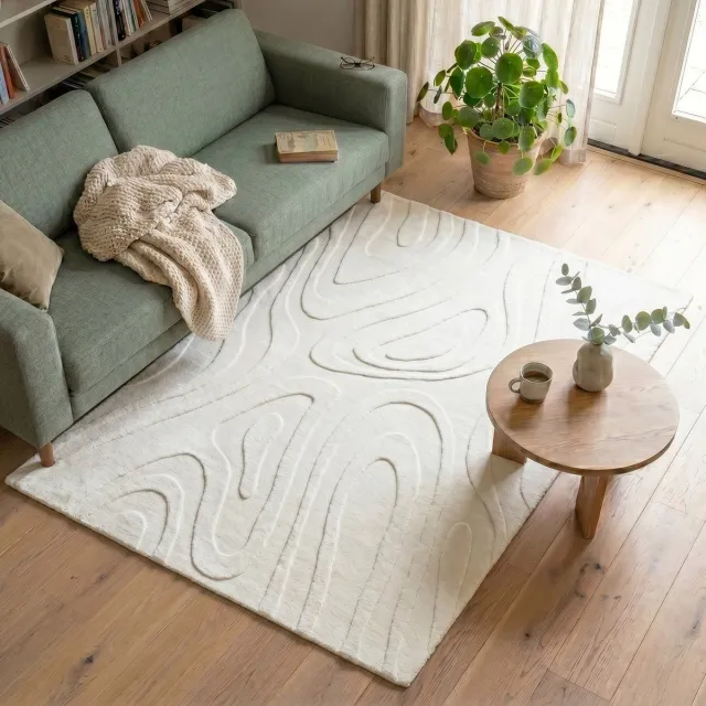 Fraai Scandinavisch vloerkleed - Charm Shapes Wit - 120x170cm