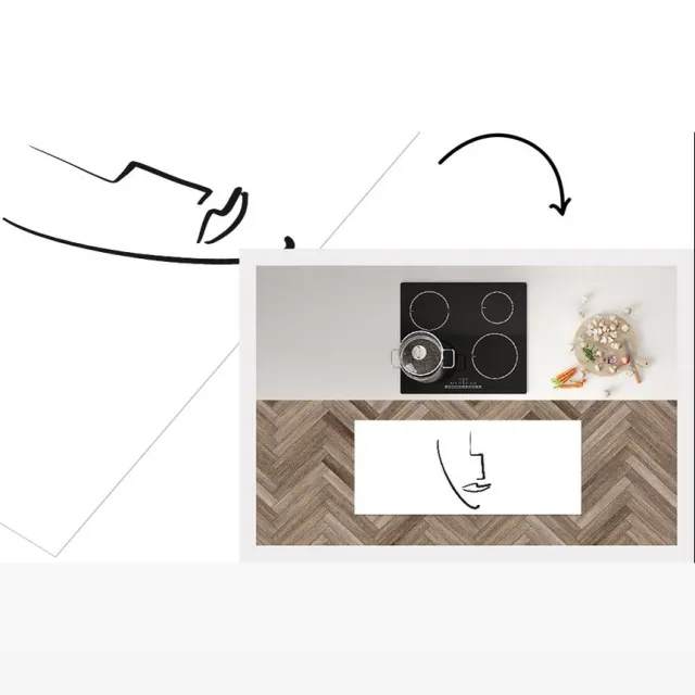 KitchenYeah Keukenloper - Loper keuken - Abstract - Vrouw - Zwart - Wit - Keukenloper vinyl Multicolor