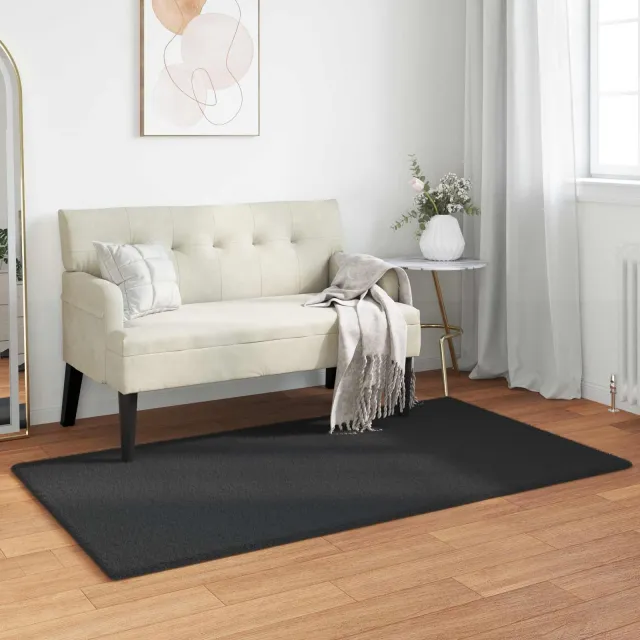 vidaXL Antislip vloerkleed van imitatie konijnenbont OLITE Zwart, foto 2